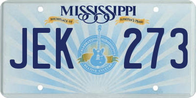 MS license plate JEK273