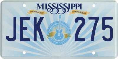 MS license plate JEK275