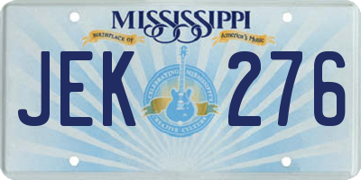 MS license plate JEK276