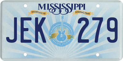 MS license plate JEK279