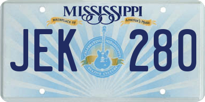 MS license plate JEK280
