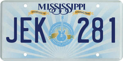 MS license plate JEK281