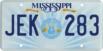 MS license plate JEK283