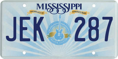 MS license plate JEK287