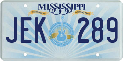 MS license plate JEK289