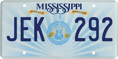 MS license plate JEK292