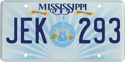 MS license plate JEK293