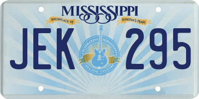 MS license plate JEK295