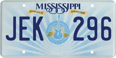 MS license plate JEK296