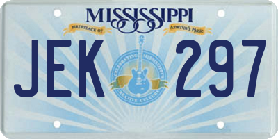 MS license plate JEK297