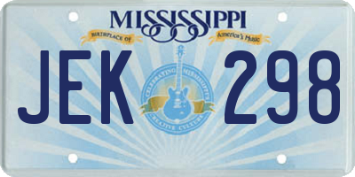 MS license plate JEK298