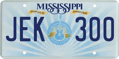 MS license plate JEK300
