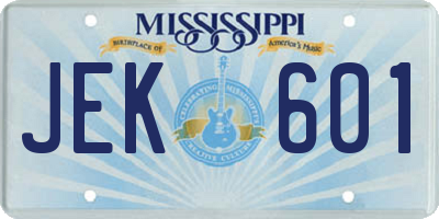 MS license plate JEK601