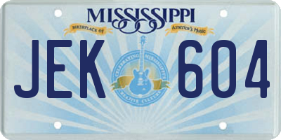MS license plate JEK604
