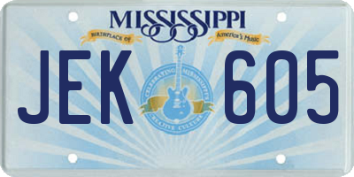 MS license plate JEK605
