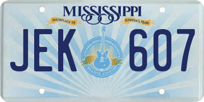 MS license plate JEK607