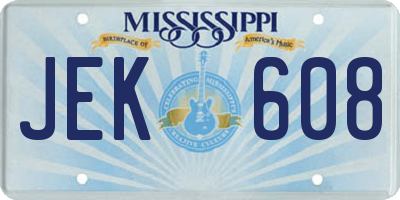 MS license plate JEK608