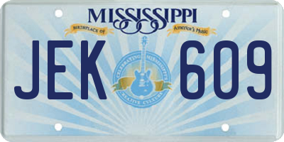 MS license plate JEK609