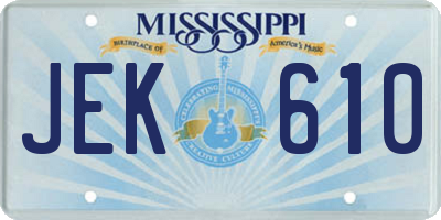 MS license plate JEK610
