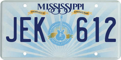 MS license plate JEK612