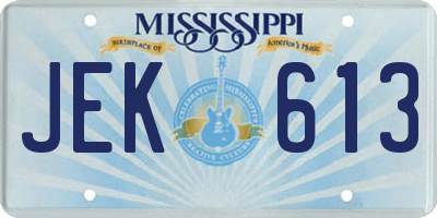 MS license plate JEK613