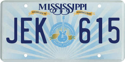 MS license plate JEK615