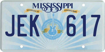 MS license plate JEK617