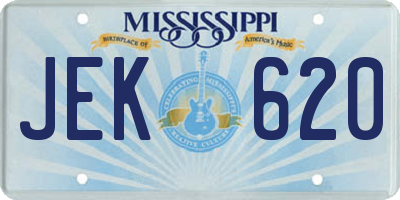 MS license plate JEK620