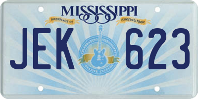 MS license plate JEK623