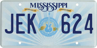 MS license plate JEK624
