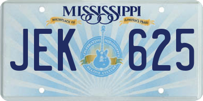 MS license plate JEK625