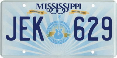 MS license plate JEK629