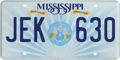 MS license plate JEK630