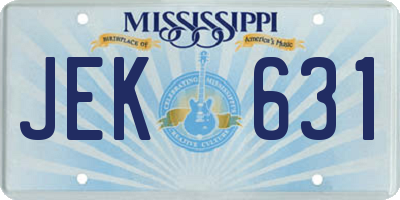MS license plate JEK631