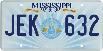 MS license plate JEK632