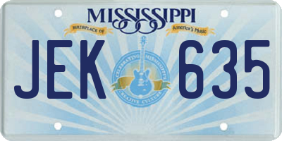 MS license plate JEK635