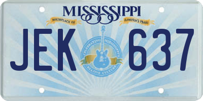 MS license plate JEK637