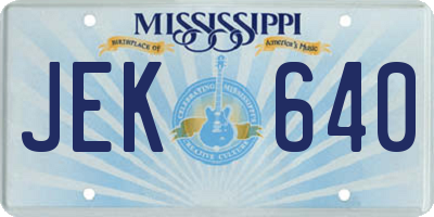 MS license plate JEK640