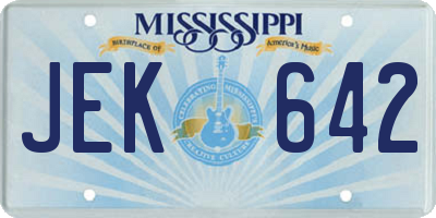 MS license plate JEK642