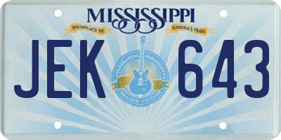 MS license plate JEK643