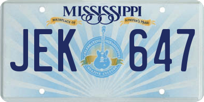 MS license plate JEK647