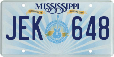 MS license plate JEK648