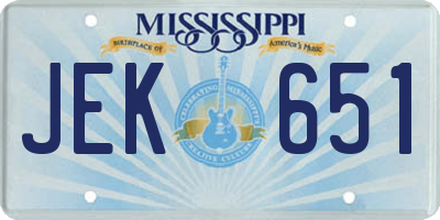 MS license plate JEK651