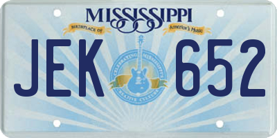 MS license plate JEK652