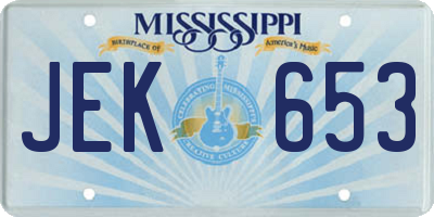 MS license plate JEK653