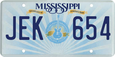 MS license plate JEK654