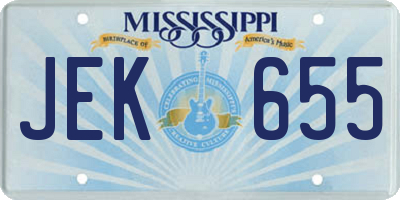 MS license plate JEK655