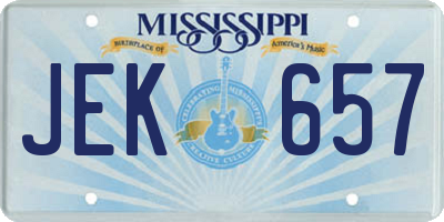 MS license plate JEK657
