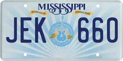 MS license plate JEK660