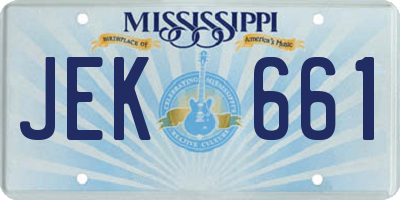 MS license plate JEK661